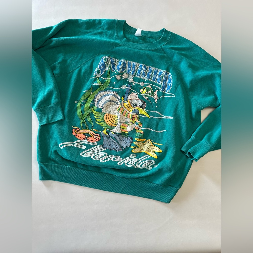 Vintage Snowbird Florida Crewneck Sweatshirt Screen Stars Made USA Size XL